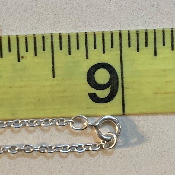 VTG Solid Sterling Silver 925 Cubic Zirconia Heart Pendant Necklace Size 18'' - Picture 10 of 11